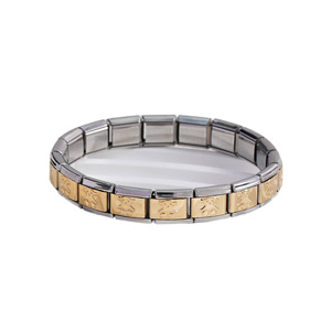 Modular Bracelet Gold Plated Stainless Steel Elastic Bangle Cartoon Design Unisex Jewelry - Product Image 5