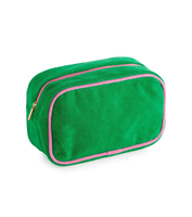 Sac en tissu éponge doux mignon pour femmes avec logo personnalisé rose Sac cosmétique de maquillage en tissu peluche avec cerise