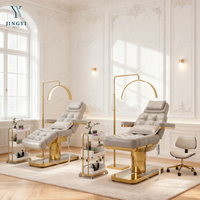 Table de Massage Électrique au Design Original, Lit de Soin pour Salon de Beauté, Fauteuil Facial pour Traitement des Cils, Lit d'Esthéticienne avec Base Dorée