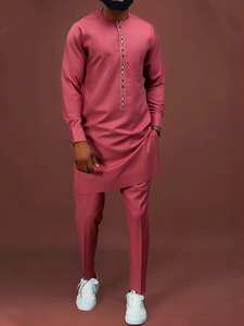 Ensemble <span class=keywords><strong>pour</strong></span> hommes d'Afrique 2023 Chemise et <span class=keywords><strong>pantalon</strong></span> brodés et décontractés Dashiki Kaftan Outfit <span class=keywords><strong>pour</strong></span> hommes Wedding Party Wear - Product Image 5