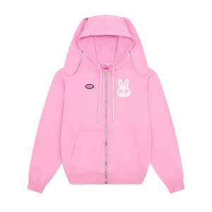 Sudadera con capucha PINKIE RABBIT, con cierre, tela de rizo, bordado personalizable para todo tipo de clima - Product Image 1