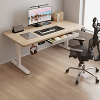Bureau électrique réglable en hauteur OEM 1400*600mm à moteur unique avec tiroirs, bureau d'ordinateur intelligent, bureau de gaming, bureau d'étude à domicile