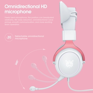 <span class=keywords><strong>Onikuma</strong></span> หูฟังสำหรับเล่นเกมแบบมีสาย LED แมวสีชมพู <span class=keywords><strong>X10</strong></span>พร้อมไมค์และอะแดปเตอร์รถยนต์แบบถอดออกได้สำหรับเล่นเกมและเล่นเกม - Product Image 5