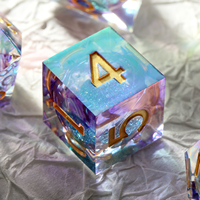 Jeu de dés à noyau liquide en résine à tranchant fait à la main D & D D4 D6 D8 D10 D100 D12 D20 pour Donjons et Dragons