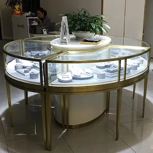 Custom Round Jewelry Display Table Luxury Jewelry Display Showcase Set Exclusive Retail Jewelry Store Fixtures