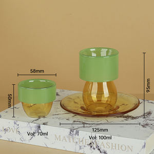 Elegante Tazza da Caffè in Vetro Borosilicato Fatto a Mano da 100ml, Bicchiere Trasparente con Bordo Ondulato <span class=keywords><strong>per</strong></span> Caffè <span class=keywords><strong>Turco</strong></span> o Tè - Product Image 4