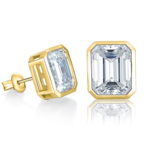 Bijoux Hip-Hop de Boutique de Mode, Boucles d'Oreilles Clous en Moissanite 4 Carats, Argent Pur Plaqué Or, Plaqué Rhodium, Style Géométrique - Product Image 6