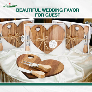 Harga pabrik populer Set papan keju berbentuk hati akasia Mini dengan pisau untuk pesta pernikahan Hari Valentine Natal - Product Image 5