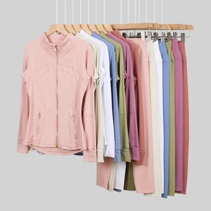 Ensemble de vêtements de yoga pour femmes <span class=keywords><strong>LULUS</strong></span>, 2 pièces, motif uni, veste de jogging avec pantalon évasé, fermeture élastique à la taille, tenue de fitness d'automne - Product Image 1