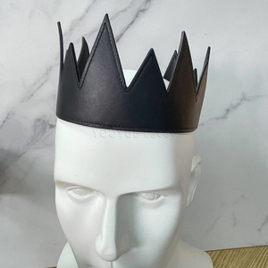 Coroa Headband PU Couro Ajustável Headwear Hair Ornament Medieval King Queen Costume Acessório para Festa Aniversário - Product Image 1