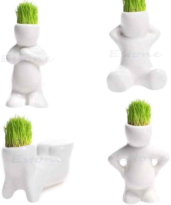 Pianta Vaso In Ceramica Umanoide - Fioriera Bonsai Simpatica, Bianca, Decorazione Originale