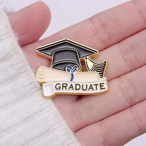 Custom Creative Flower Scroll Doctoral <b>Hat</b> Badge Graduation Season Cap Brooch Metal Badge Enamel Pins - Product Image 3
