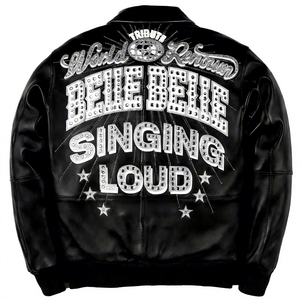 Op maat gemaakte heren applicatie geborduurde patches zware streetwear winter winddichte baseball varsity bomber lamsleren jas - Product Image 1