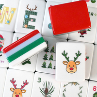 Mahjong de Noël en acrylique à 4 couches, jeu de table de luxe, tuiles de Mahjong américain pour les fêtes de fin d'année, cadeau festif, vente en gros