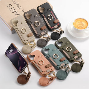 Étui de téléphone en cuir avec anneau métallique, bandoulière longue, porte-cartes et portefeuille, coque arrière de protection pour <span class=keywords><strong>iPhone</strong></span> 17 16 15 14 13 12 Pro Max - Product Image 6