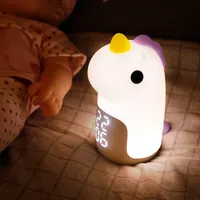 Benutzer definierte heiße Verkauf Geschenk niedlichen Cartoon Spielzeug Einhorn führte Wecker Silikon Nachtlicht für Kinder Zimmer Licht