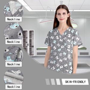 ชุดผ่าตัดทางการแพทย์เสื้อสครับสำหรับพยาบาลพิมพ์ลายการ์ตูนน่ารักชุดสำหรับทำฟันแพทย์ - Product Image 3