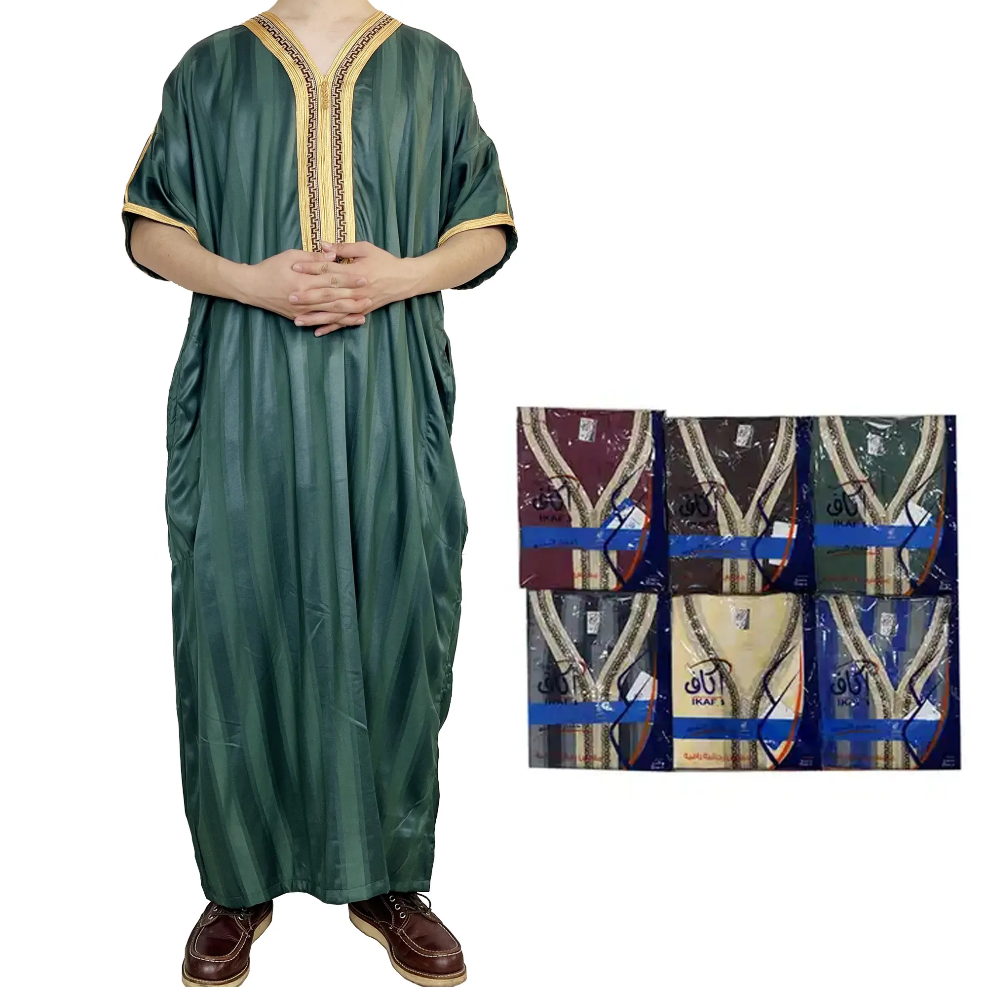 Inverno uomo musulmano kurta materiale pesante jubah arabo abbigliamento islamico abito ricamato caftano stile marocchino thobe da uomo
