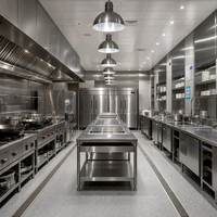 Ensemble complet d'équipements de cuisine Cloud Kitchen : table de travail, cuisinière, congélateur, 3 plateaux, CE NSF, acier inoxydable 304