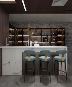 Armoire de cuisine contemporaine de forme incurvée, finition laquée, armoire de cuisine moderne avec îlot - Product Image 6