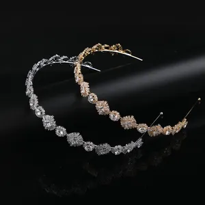 Handmade Luxury Wedding Hair Accessories For Women CZ Zircon Gold Plated Headwear Bridal Headbands