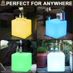 Tabouret cube lumineux LED rechargeable en plastique PE, chaise cube LED étanche, mobilier LED, cube lumineux LED - Product Image 5