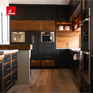 Tow tone phong cách Mỹ đóng khung Inset Walnut tủ bếp với Shaker phẳng hai cửa phong cách <span class=keywords><strong>cutout</strong></span> xử lý thiết kế nhà bếp - Product Image 2