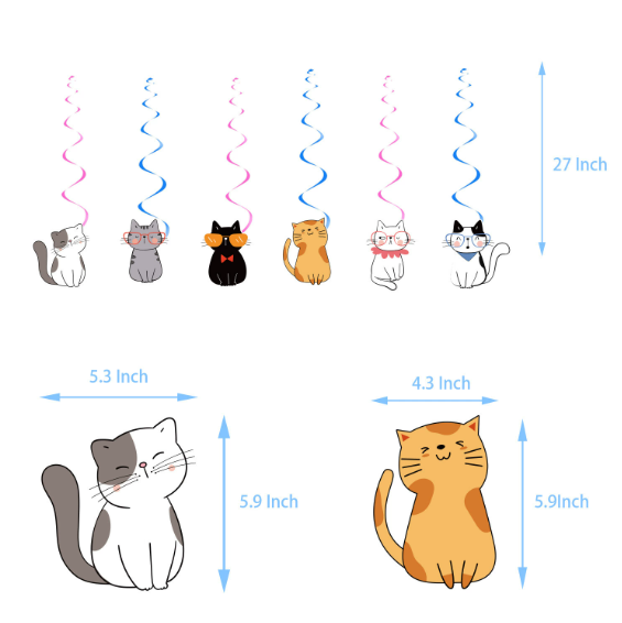 6 étiquettes volantes + 6 spirales simples (3 roses, 3 bleu roi)