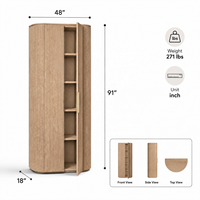 Armoire moderne à 2 portes avec panneaux rainurés arrondis, armoire en bois de 91 pouces de hauteur avec étagères intérieures pour le rangement de la chambre