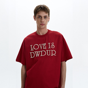 T-shirt pour homme en coton 100% de haute qualité, luxueux, à manches régulières, surdimensionné, tricoté lourd, perlé, personnalisé - Product Image 3