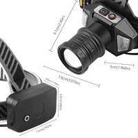 Lampe frontale LED à induction super lumineuse, lumière blanche + lumière jaune, étanche, zoom, 9 niveaux de gradation, rechargeable par USB-C, à porter sur la tête