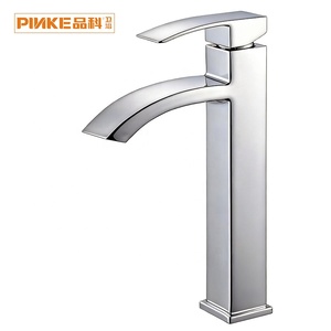 Robinet de lavabo moderne haut de gamme monotrou en céramique, finition chrome brossé, pour salle de bain, carré, eau chaude/froide, incliné - Product Image 1