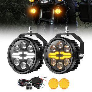 Faro auxiliar LED F850 <span class=keywords><strong>1250GS</strong></span> ADV de 4.5 pulgadas IP68 de doble color DRL estroboscópico para moto de cross con cubierta y cableado - Product Image 1