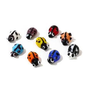 Seven-<b>spotted</b> ladybug glass beads handmade polka <b>dot</b> beetle bracelet beading DIY jewelry accessories materials - Product Image 3