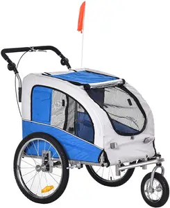 360 Swivel Wheel Reflectors Flag Dog Bike Trailer 2-in-1 Pet Stroller Cart Bicycle Wagon Cargo Carrier