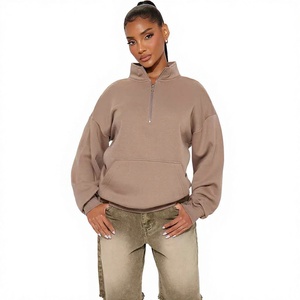 Top Selling Cotton <b>Quarter</b>-<b>Zip</b> Pullover Sweatshirt with Kangaroo Pocket Soft Fleece Ribbed Cuffs Unisex Streetwear Layer - Product Image 1