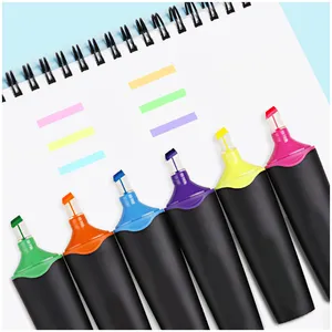 6 Colors Cute Mini Highlighter Marker Pen Writing Smoothly Fluorescent Highlighters Pen