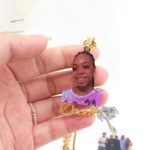 Collar con foto personalizada y foto de la familia, colgante con espejo acrílico con foto personalizada, imagen, regalo de joyería, retrato con nombre - Product Image 3