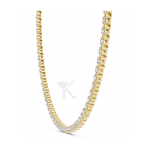 Modern Bar Set Round Cut Diamond Tennis Necklace In Solid Gold, Continuous Diamond Choker Sleek Elegant Women's Luxury Necklace - Product Image 1