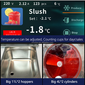 Ticari Paslanmaz Çelik 2 Tanklı Slush ve Granita Makinesi, Restoranlar ve Kafeler için 5 Musluklu Dokunmatik Ekranlı Dondurulmuş İçecek Sistemi ile - Product Image 3