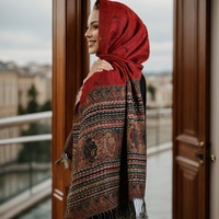 Écharpe en Voile Jacquard Ethnique avec Gland Rétro Châle Pashmina en Coton pour Musulman Parfaite pour l'Hiver Nouvelle Arrivée Printemps