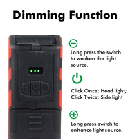 Lampe de travail LED rotative à haut lumen, fonction batterie externe COB, portable, IP44, dimmable, avec aimant et crochet pour atelier