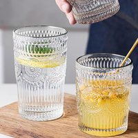 Tasses à thé en verre transparent épaissi classiques de 310 ml/380 ml, motif tournesol en relief, compatibles micro-ondes et lave-vaisselle, cadeau d'affaires