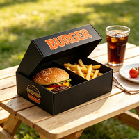 Boîtes en papier pour hamburgers à emporter, vente en gros, personnalisées pour hamburgers, frites, emballage