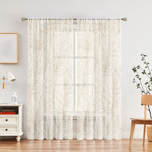 JA Haute Qualité Térylène Sheer White-Petaled Leaves Flower-like Patterns Rideaux pour Chambre à coucher Salon Décoration Valances - Product Image 1