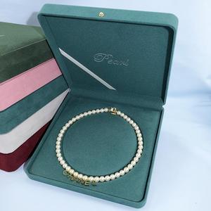 Nueva Caja de Joyería con Esquinas Redondeadas y Hebilla Dorada, Caja de Joyería de Moda, Caja de Terciopelo para Collares - Product Image 3