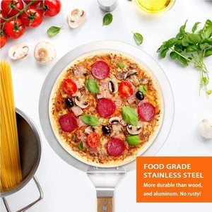 Pelle à <span class=keywords><strong>pizza</strong></span> grande en acier inoxydable avec manche en bois de caoutchouc, spatule à gâteau, plateau à <span class=keywords><strong>pizza</strong></span> - Product Image 5