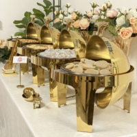 Ensemble de plats chauds de 9 L pour restaurant, buffet de luxe, plat de service en acier inoxydable, chauffe-plats pour les fêtes, la restauration, les événements en plein air