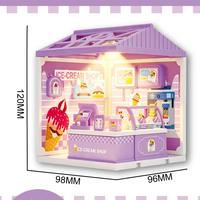 Boutique miniature à construire soi-même HTL avec blocs de construction, éclairage LED et scène de simulation – Ornement de magasin pour jeu d'imitation pour enfants