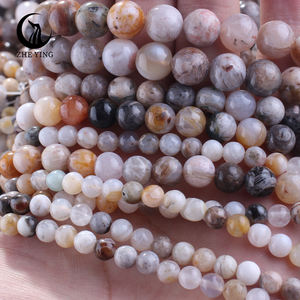 Zhe Ying 6/8/10mm perles d'agate de bambou perles de pierre pour la fabrication de bijoux perles d'agate de bambou - Product Image 2